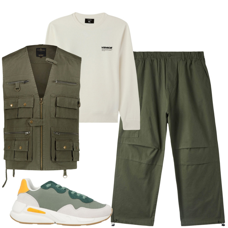 Outfit uomo - Utility jacket. Stile Casual per Tutti i giorni. Abbinamento con sneakers, felpe, pantaloni, gilet.