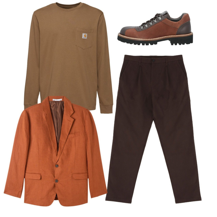 Outfit uomo - City. Stile Casual per Tutti i giorni. Abbinamento con scarpe stringate, giacche, pantaloni chino, t-shirt.