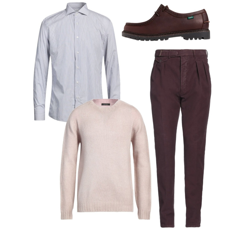 Outfit uomo - City. Stile Casual per Tutti i giorni. Abbinamento con camicie, pantaloni, pullovers, scarpe stringate.