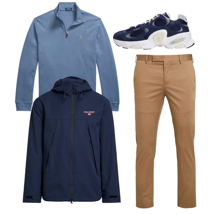 Outfit uomo - City. Stile Casual per Tutti i giorni. Abbinamento con pantaloni, pullovers, sneakers, giacche.