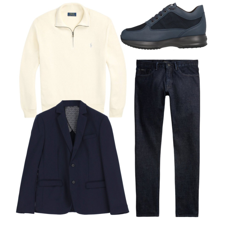 Outfit uomo - City. Stile Casual per Tutti i giorni. Abbinamento con sneakers, maglieria, jeans, giacche.