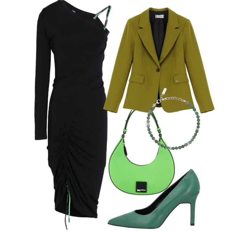 Outfit donna - Abiti asimmetrici - Focus Donna Curvy I. Stile Chic per Tutti i giorni. Abbinamento con décolleté, vestiti midi/longuette, borse a mano, blazer, braccialetti.