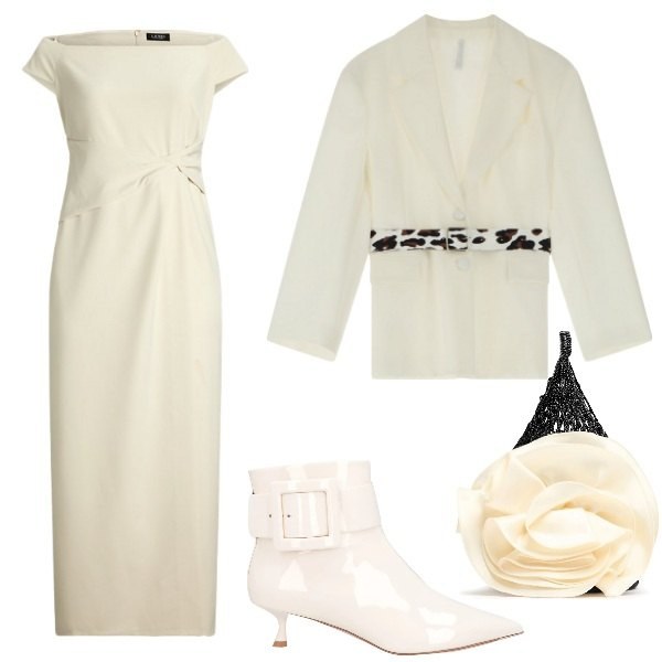 Outfit donna - Chiaro a febbraio. Stile Vintage retrò per Cerimonia. Abbinamento con stivaletti, blazer, vestiti lunghi, borse a mano.