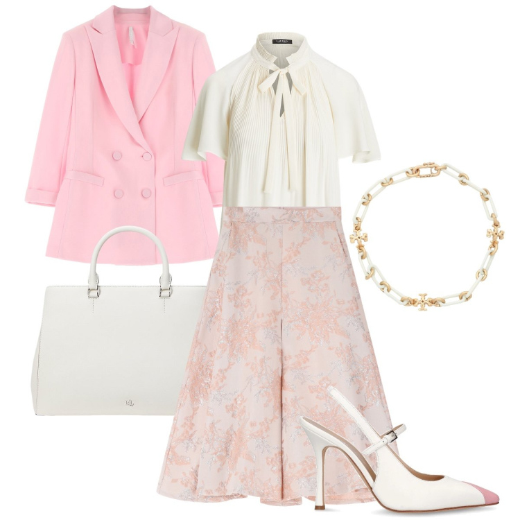 Outfit donna - Romantica vintage. Stile Vintage retrò per Cerimonia. Abbinamento con collane, gonne, blazer, camicie, borse a mano, décolleté.
