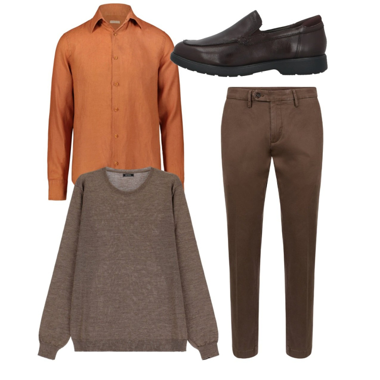 Outfit uomo - City. Stile Casual per Tutti i giorni. Abbinamento con scarpe stringate, maglieria, pantaloni chino, camicie.