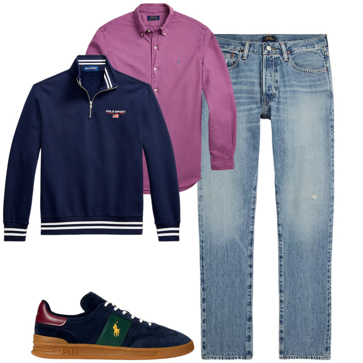 Outfit uomo - City. Stile Casual per Tutti i giorni. Abbinamento con sneakers, camicie, jeans, felpe.