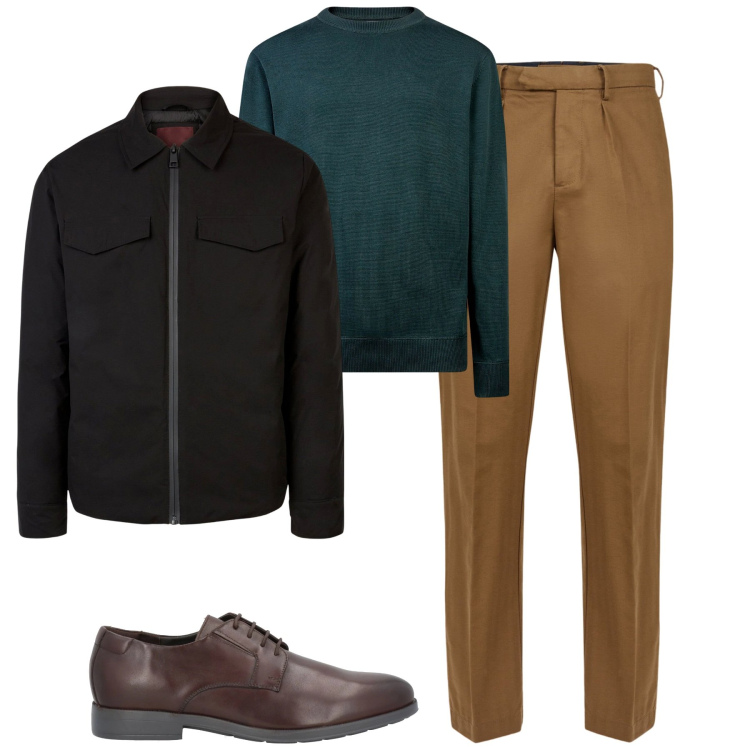 Outfit uomo - Total look #2064973. Stile Urban per Tutti i giorni. Abbinamento con scarpe stringate, pantaloni, maglieria, piumini.
