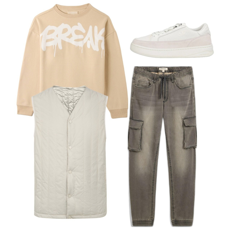 Outfit uomo - City. Stile Casual per Tutti i giorni. Abbinamento con jeans slim fit, sneakers, felpe, piumini.
