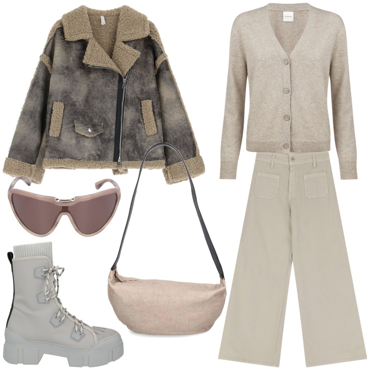 Outfit donna - Total look #2065057. Stile Casual chic per Tutti i giorni. Abbinamento con stivaletti, pantaloni, blazer, cardigans, borse a spalla, occhiali da sole.