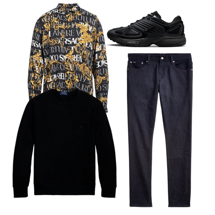 Outfit uomo - City. Stile Casual per Tutti i giorni. Abbinamento con camicie, jeans, maglieria, sneakers.