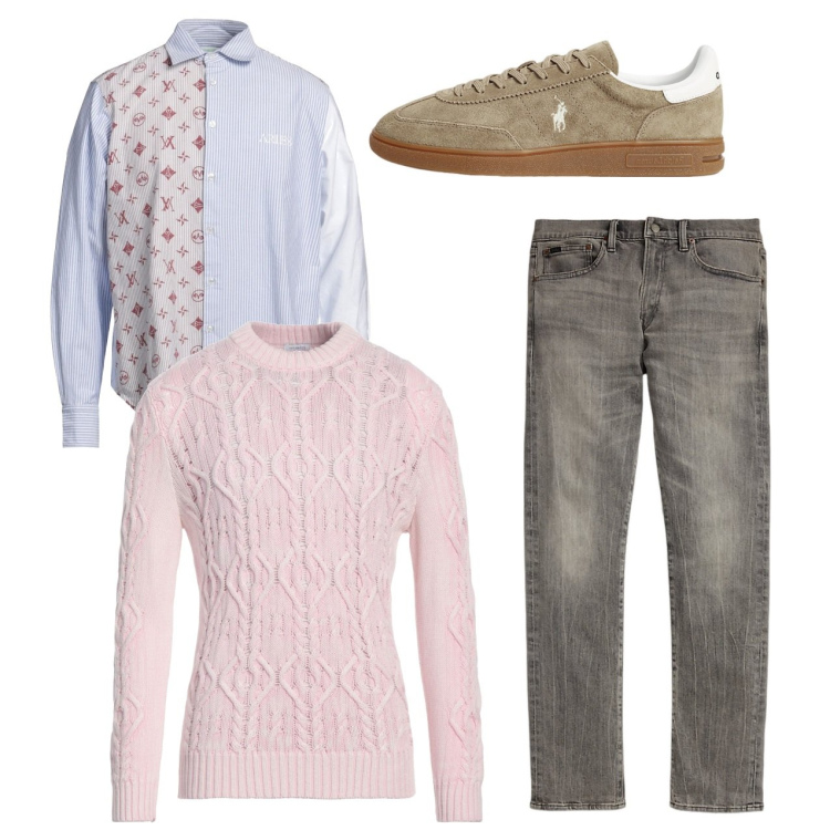 Outfit uomo - City. Stile Casual per Tutti i giorni. Abbinamento con pullovers, camicie, sneakers, jeans.
