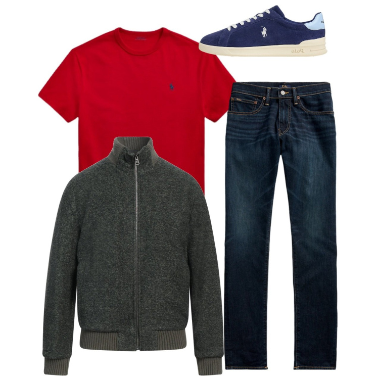Outfit uomo - City. Stile Casual per Tutti i giorni. Abbinamento con giacche, t-shirt, jeans skinny, sneakers.