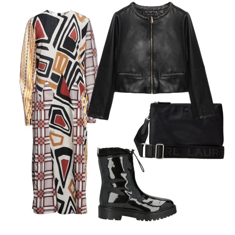 Outfit donna - Tutti al bar. per Tutti i giorni. Abbinamento con stivaletti, vestiti midi/longuette, borse a tracolla, blazer.