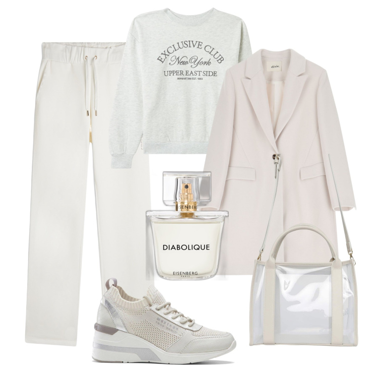 Outfit donna - Bianco Diabolique - @danipoetessa73. Stile Casual per Tutti i giorni. Abbinamento con sneakers, profumi, borse tote, felpe, pantaloni, cappotti.