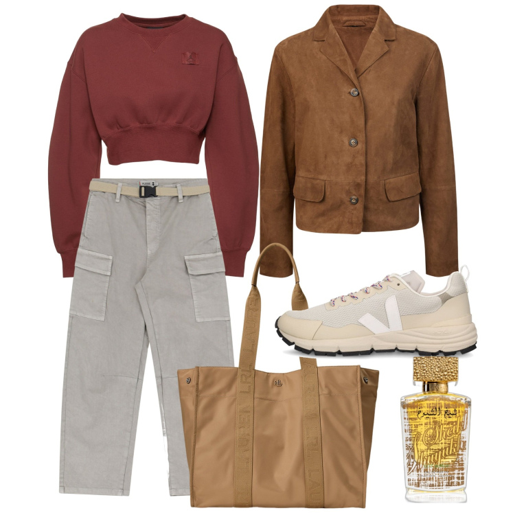 Outfit donna - I colori della terra - @laurafo. Stile Urban per Tutti i giorni. Abbinamento con profumi, pantaloni chino, borse tote, blazer, sneakers, felpe.