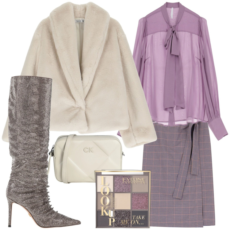 Outfit donna - Total look #2065307. per Serata fuori. Abbinamento con borse a tracolla, stivali, ombretti, ecopellicce, camicie, gonne longuette.