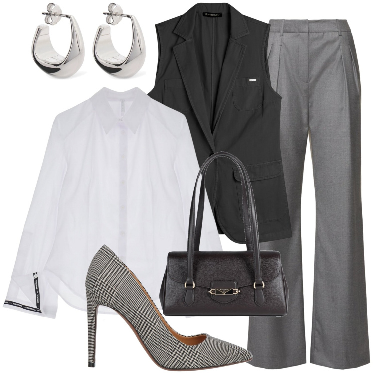 Outfit donna - Il mio colore preferito @danipoetessa. Stile Chic per Tutti i giorni. Abbinamento con décolleté, borse a mano, camicie, gilet, pantaloni, orecchini.