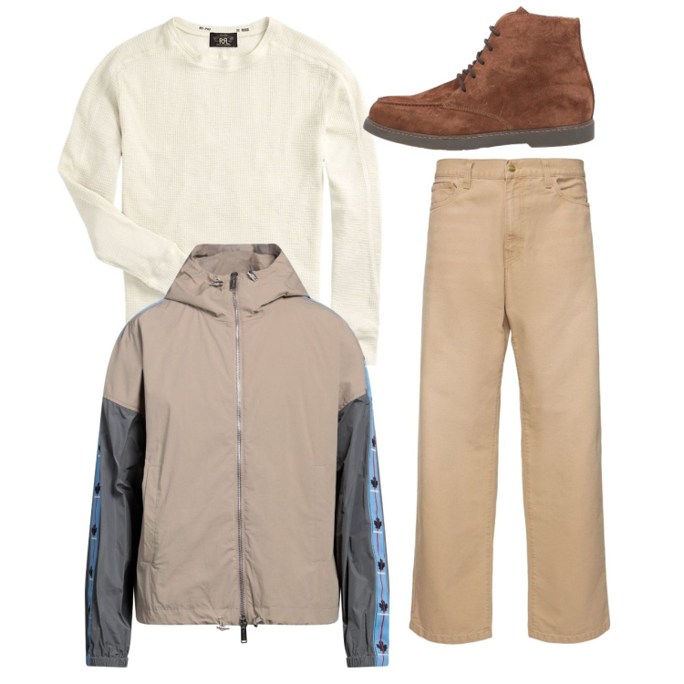 Outfit uomo - City. Stile Casual per Tutti i giorni. Abbinamento con stivali e stivaletti, giacche, maglieria, pantaloni.