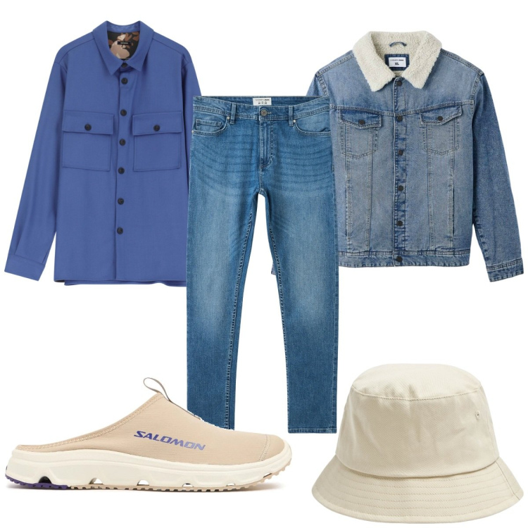 Outfit uomo - Total look #2065444. Stile Trendy per Tutti i giorni. Abbinamento con cappelli, jeans skinny, giacche, camicie, sneakers.