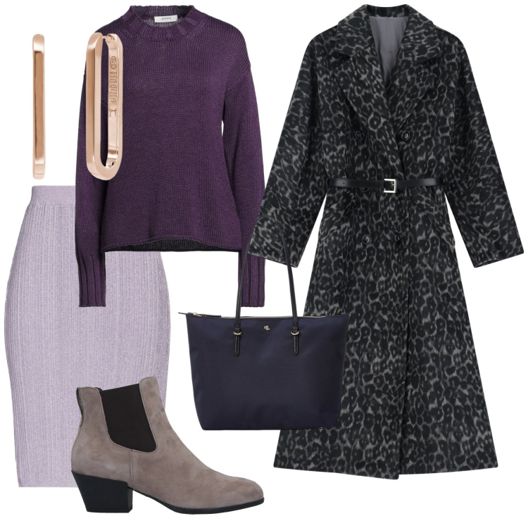 Outfit donna - Il cappotto bello. per Scuola/Università. Abbinamento con stivaletti chelsea, gonne longuette, pullovers, orecchini, cappotti, borse tote.