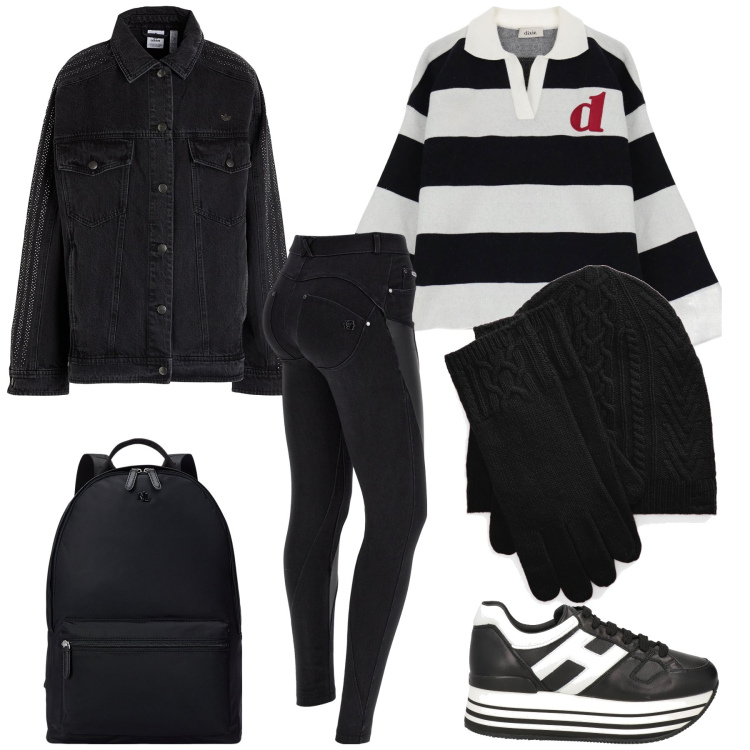 Outfit donna - Direzione mare. Stile Casual chic per Mare. Abbinamento con cappelli, jeans, sneakers, jeans skinny, polo, zaini.