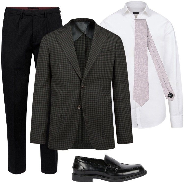 Outfit uomo - Green & Lilla. Stile Business/Elegante per Ufficio. Abbinamento con cravatte, giacche, pantaloni, scarpe stringate, camicie.