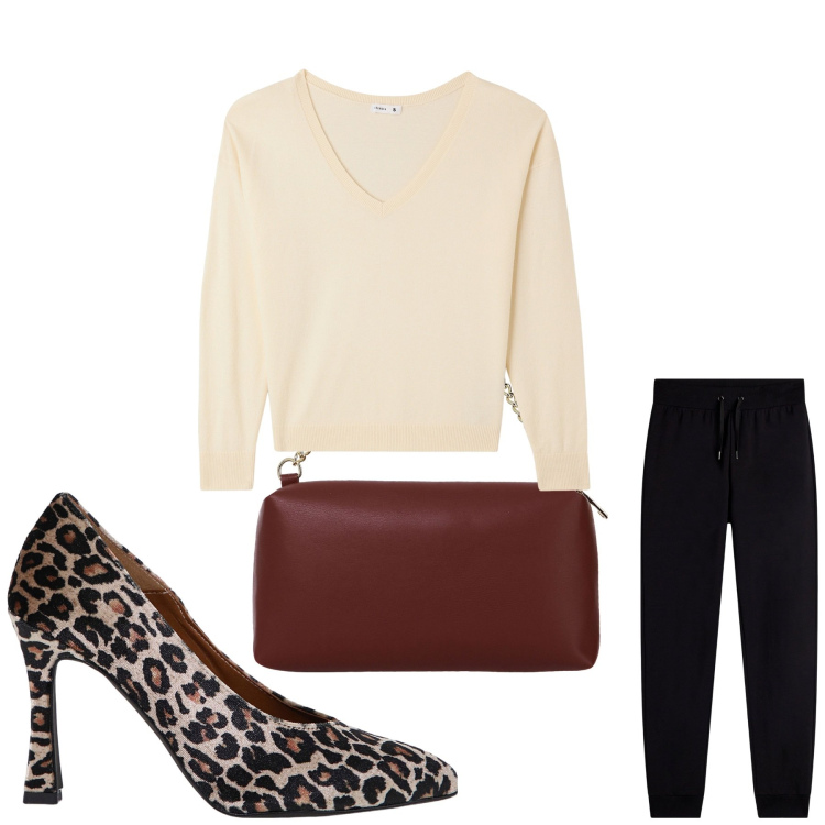 Outfit donna - Total look #2065623. Abbinamento con maglieria, décolleté, pantaloni, borse a tracolla.