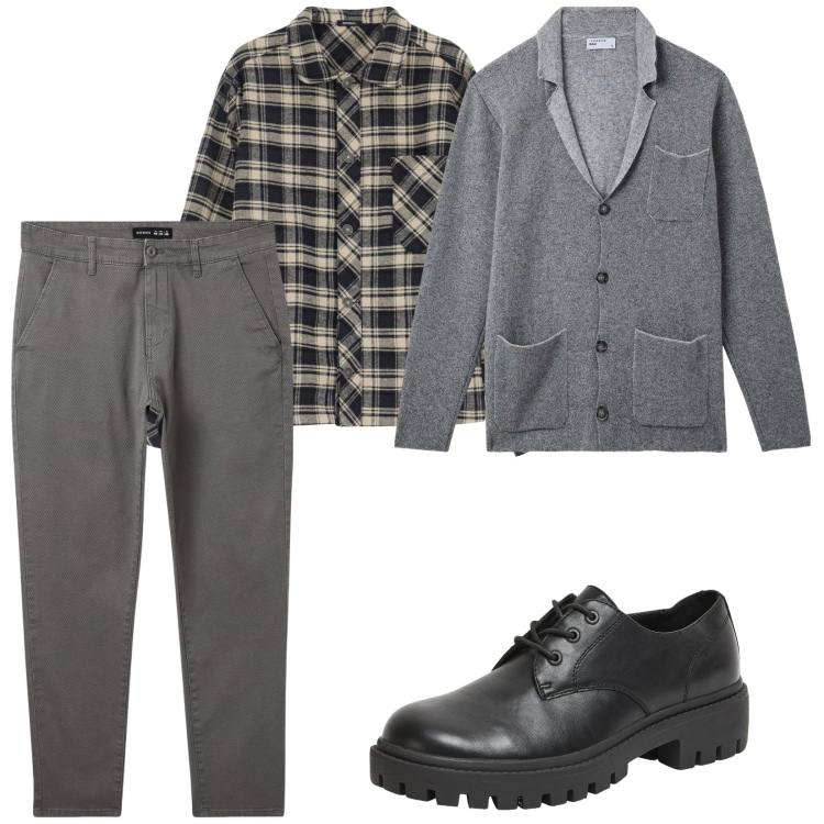 Outfit uomo - Comodità. per Ufficio. Abbinamento con scarpe stringate, giacche, pantaloni chino, camicie.