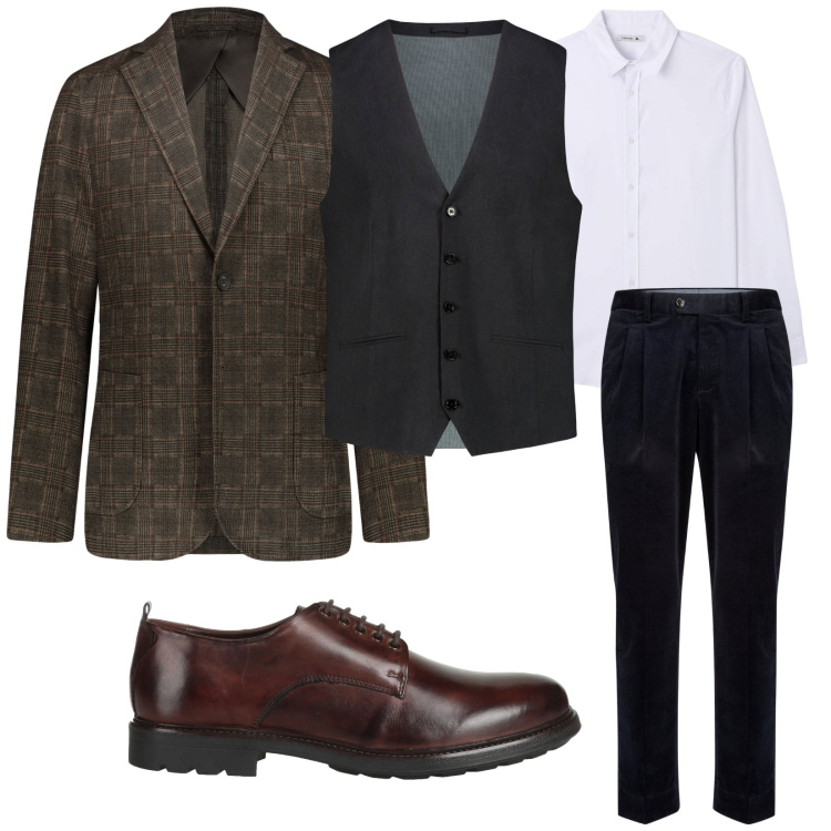 Outfit uomo - Con te. per Serata speciale. Abbinamento con scarpe stringate, camicie, giacche, pantaloni, gilet.