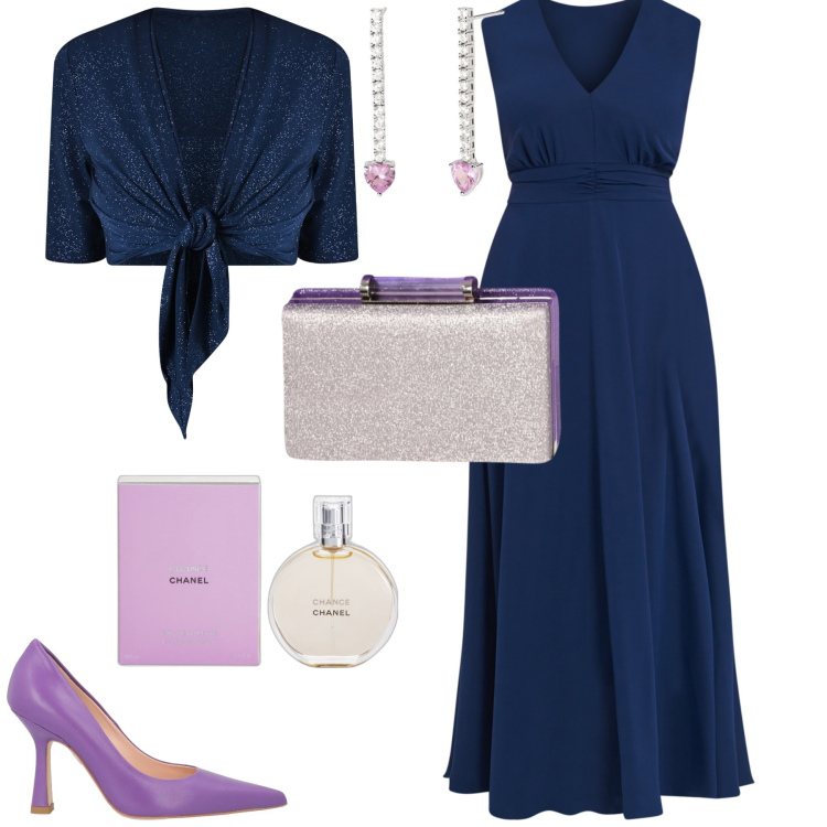 Outfit donna - Cerimonia evento serata speciale. Stile Bon Ton per Cerimonia. Abbinamento con décolleté, profumi, orecchini, vestiti lunghi, bolero, pochette.