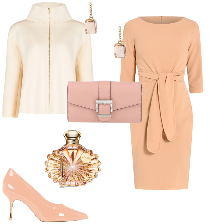 Outfit donna - Cerimonia evento serata speciale. Stile Bon Ton per Cerimonia. Abbinamento con borse a mano, profumi, vestiti midi/longuette, cappe, décolleté, orecchini.