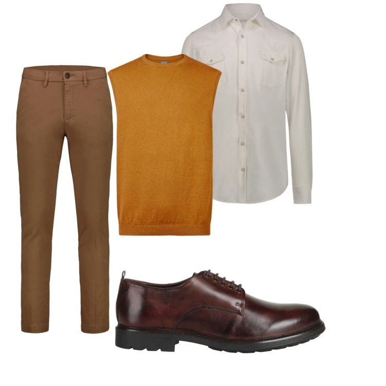 Outfit uomo - Total look #2065708. Stile Casual per Tutti i giorni. Abbinamento con scarpe stringate, camicie, gilet, pantaloni chino.