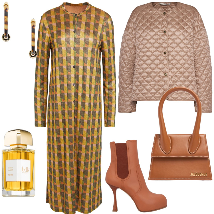 Outfit donna - Accessori di classe. Stile Urban per Ufficio. Abbinamento con vestiti midi/longuette, stivaletti chelsea, profumi, orecchini, borse a mano, giacche.