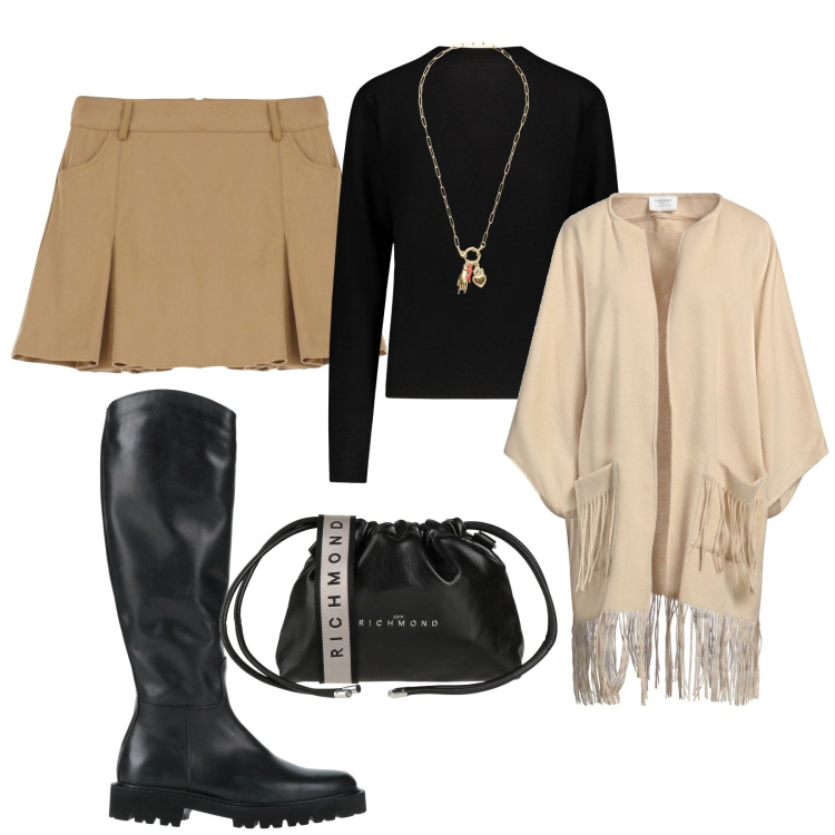 Outfit donna - Amuleti per ciondoli. per Tutti i giorni. Abbinamento con stivali, cardigans, borse a tracolla, minigonne, ciondoli, maglieria.