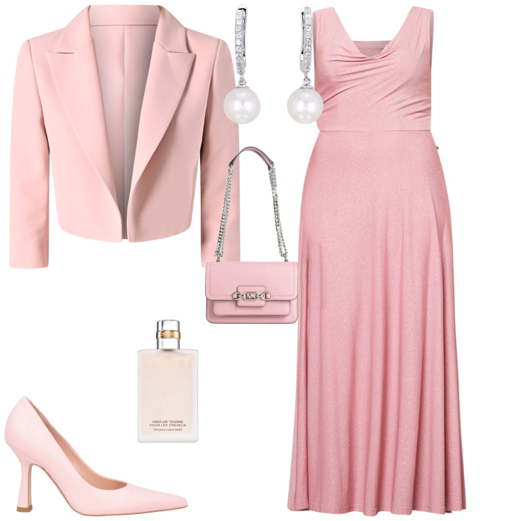 Outfit donna - Cerimonia evento serata speciale. Stile Bon Ton per Cerimonia. Abbinamento con décolleté, borse a spalla, profumi, orecchini, vestiti lunghi, blazer.