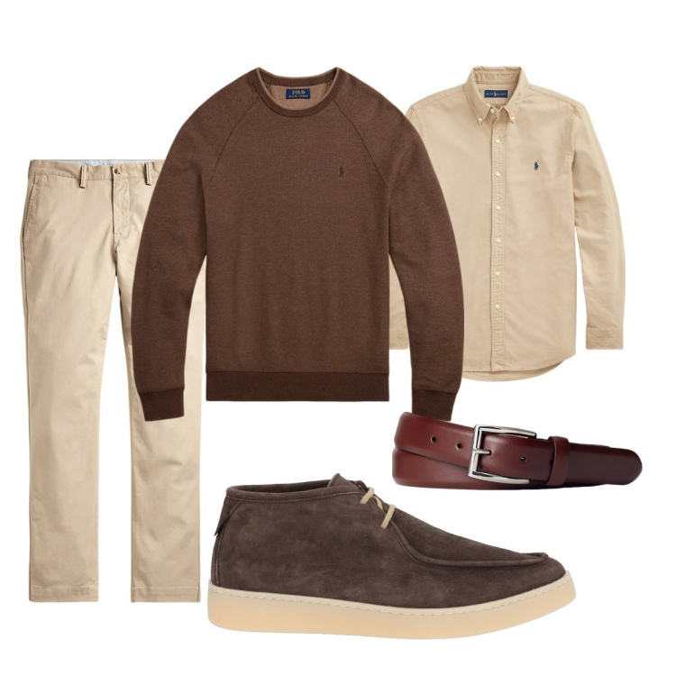 Outfit uomo - Total look #2066102. Stile Trendy per Tutti i giorni. Abbinamento con stivali e stivaletti, cinture, pantaloni, camicie, maglieria.
