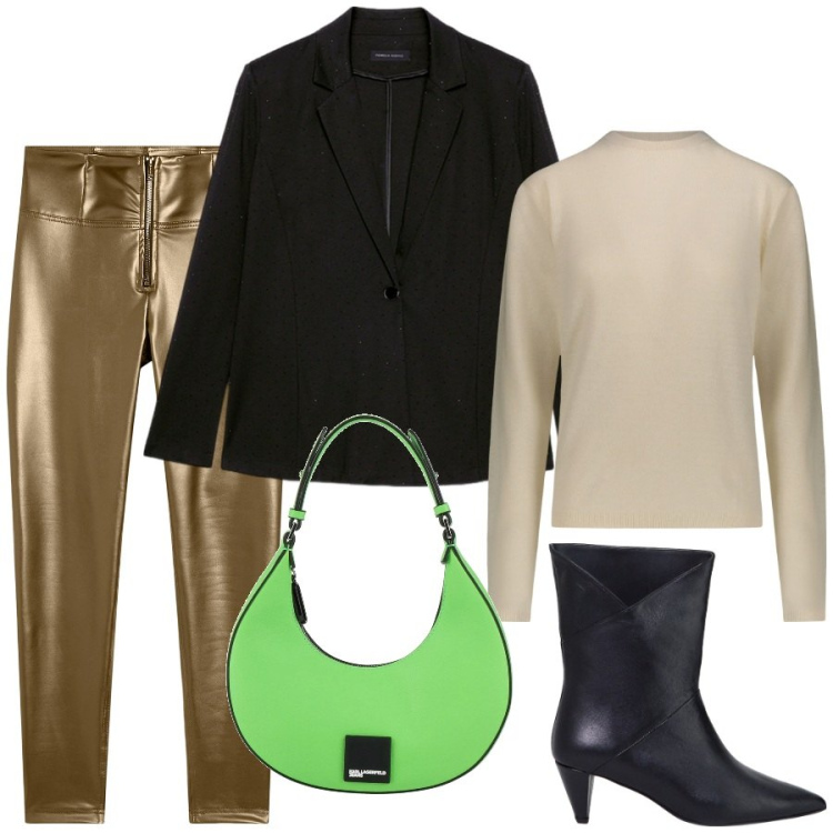 Outfit donna - Total look #2066209. Stile Chic per Ufficio. Abbinamento con borse a mano, pantaloni skinny, stivaletti, pullovers, blazer.