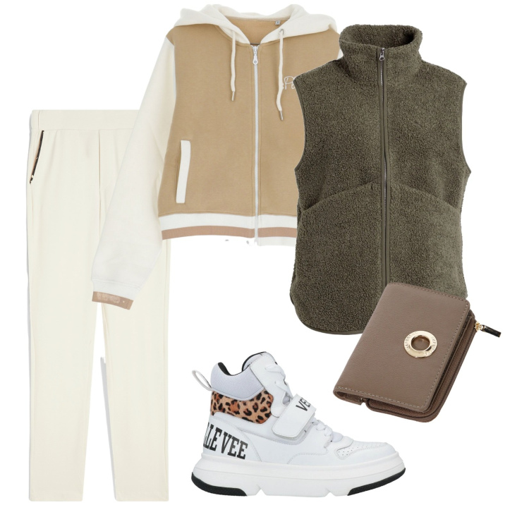 Outfit donna - Esco e rientro subito. per Tutti i giorni. Abbinamento con blazer, sneakers, felpe con cappuccio, portafogli, pantaloni.