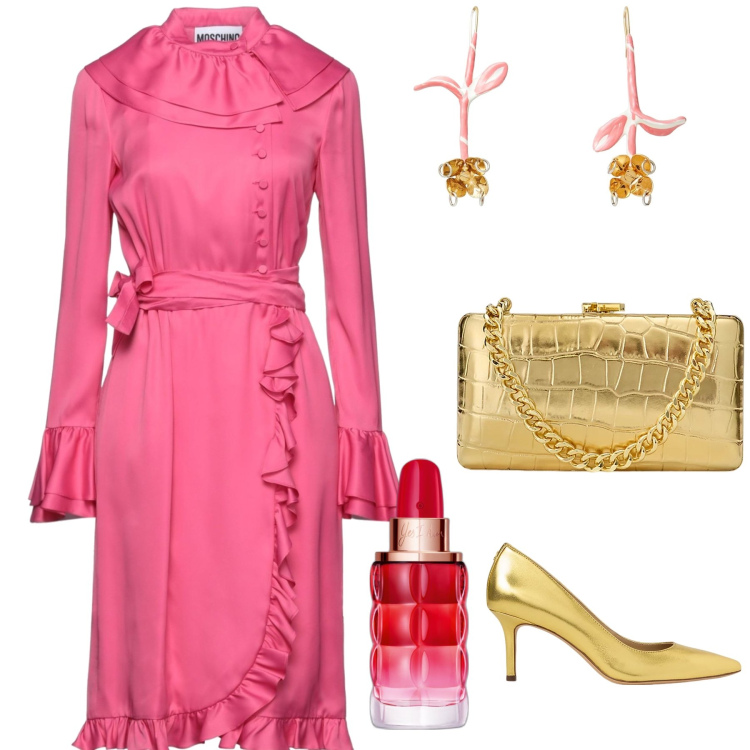 Outfit donna - L invitata perfettamente adatta. Stile Chic per Cerimonia. Abbinamento con vestiti midi/longuette, orecchini, profumi, clutch, décolleté.