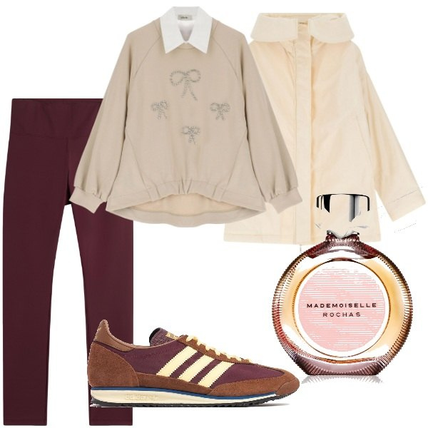 Outfit donna - Total look #2066358. Stile Basic per Tutti i giorni. Abbinamento con profumi, leggings, felpe, parka, sneakers.