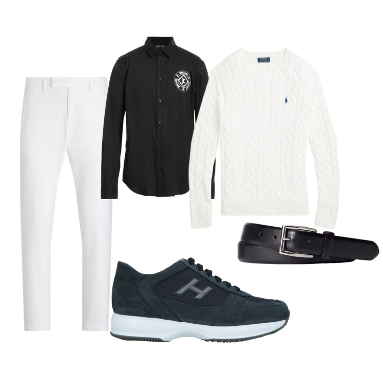 Outfit uomo - Total look #2066553. Stile Trendy per Tutti i giorni. Abbinamento con sneakers, camicie, cinture, maglieria, pantaloni.