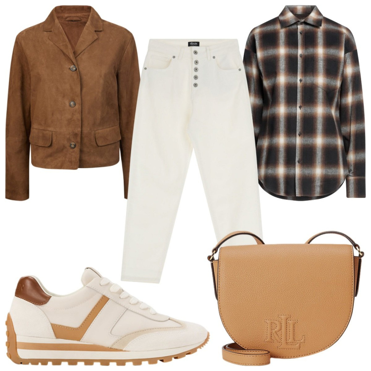 Outfit donna - Total look #2066586. Stile Trendy per Tutti i giorni. Abbinamento con camicie, jeans, borse a tracolla, sneakers, blazer.