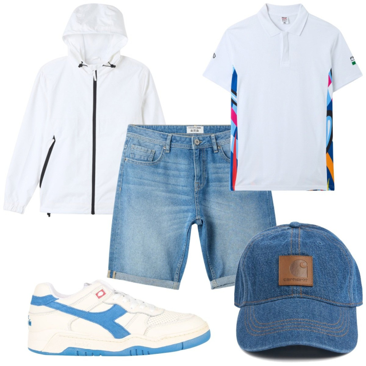 Outfit uomo - Total look #2066725. Stile Trendy per Tutti i giorni. Abbinamento con sneakers, bermuda, giacche, polo, cappelli.