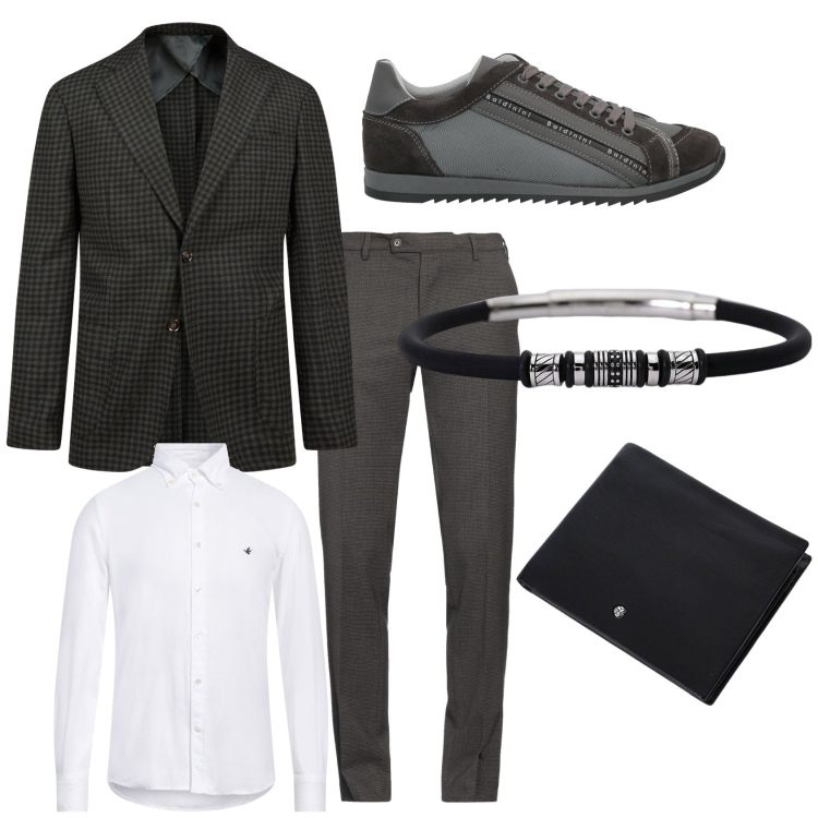 Outfit uomo - In trasferta. Stile Urban per Ufficio. Abbinamento con camicie, sneakers, pantaloni, braccialetti, portafogli, giacche.