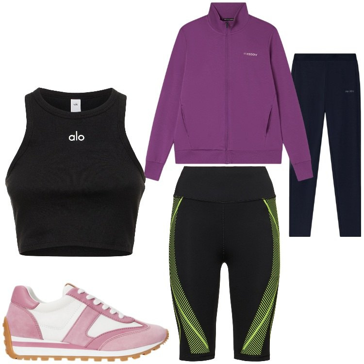 Outfit donna - Tempo di sport. Stile Casual per Sport. Abbinamento con tute, sneakers, shorts, canottiere.