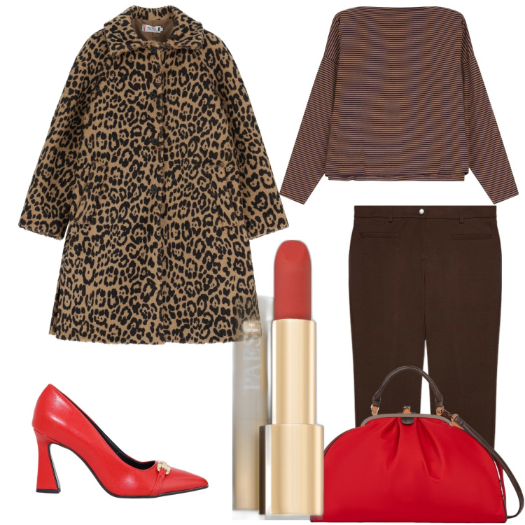 Outfit donna - Stile deciso. Stile Casual chic Abbinamento con rossetti, cappotti, décolleté, maglieria, borse a spalla, pantaloni skinny.