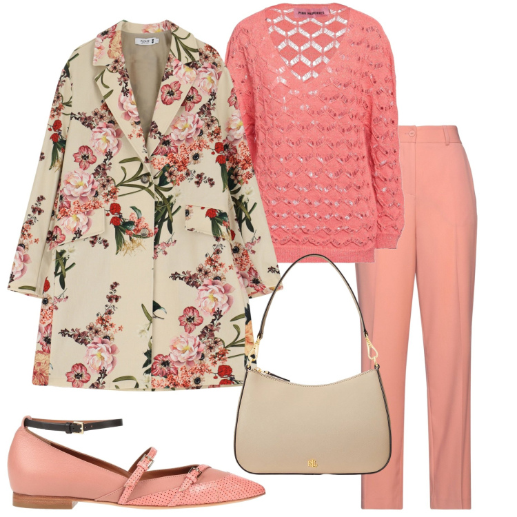 Outfit donna - Assaggio di primavera. Stile Chic per Serata fuori. Abbinamento con pullovers, ballerine, pantaloni, trench, borse a spalla.