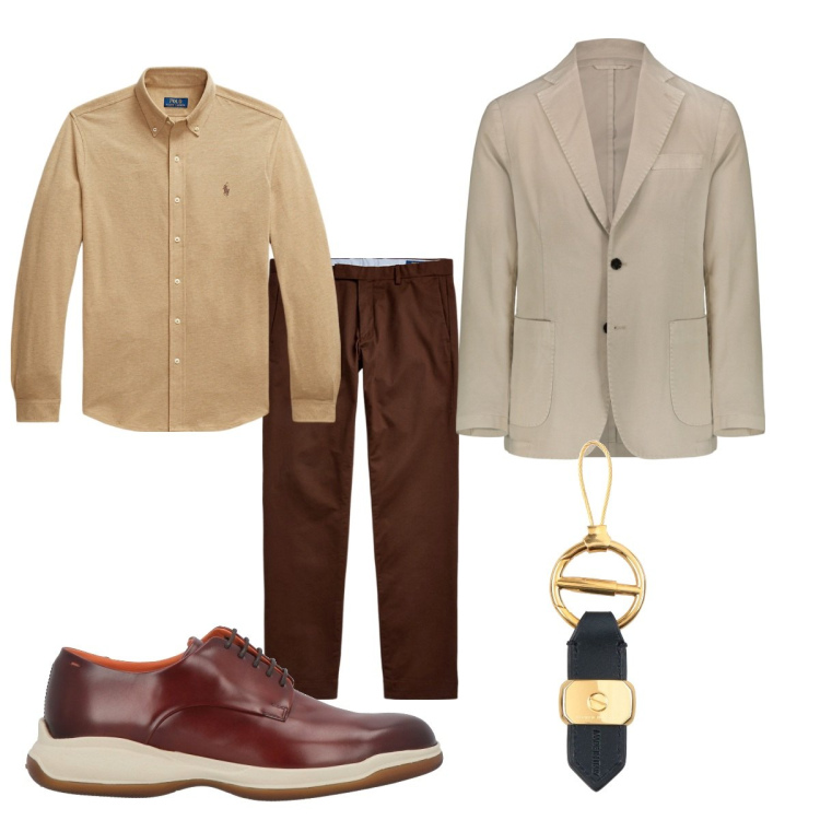 Outfit uomo - Total look #2067469. Stile Business/Elegante per Ufficio. Abbinamento con portachiavi, scarpe stringate, pantaloni chino, camicie, giacche.