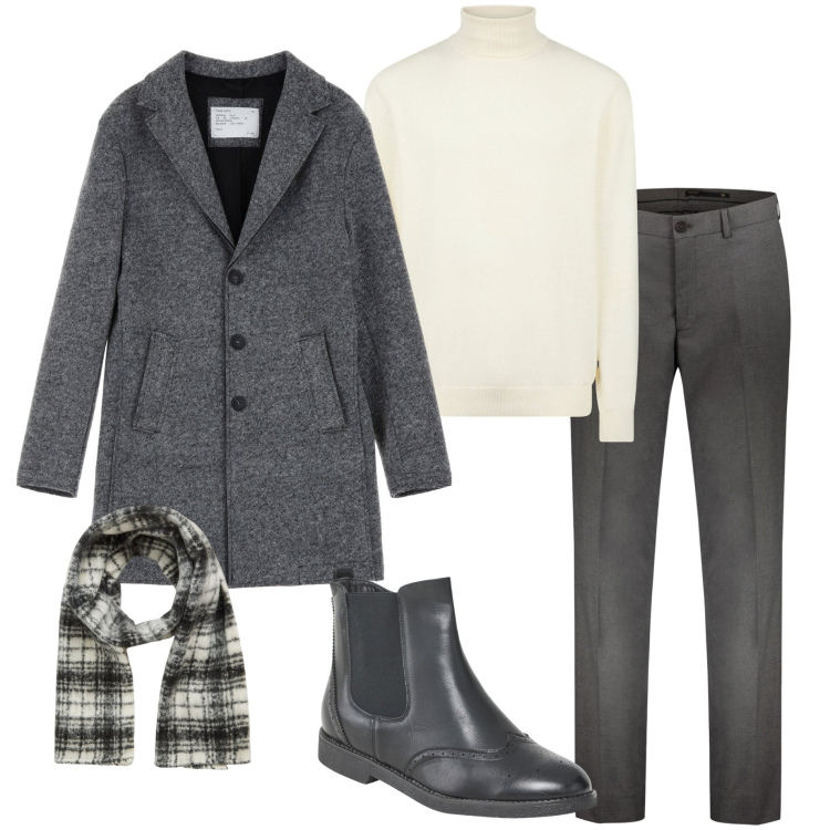 Outfit uomo - Business men. Stile Business/Elegante per Ufficio. Abbinamento con stivali e stivaletti, sciarpe, cappotti, pantaloni, maglieria.