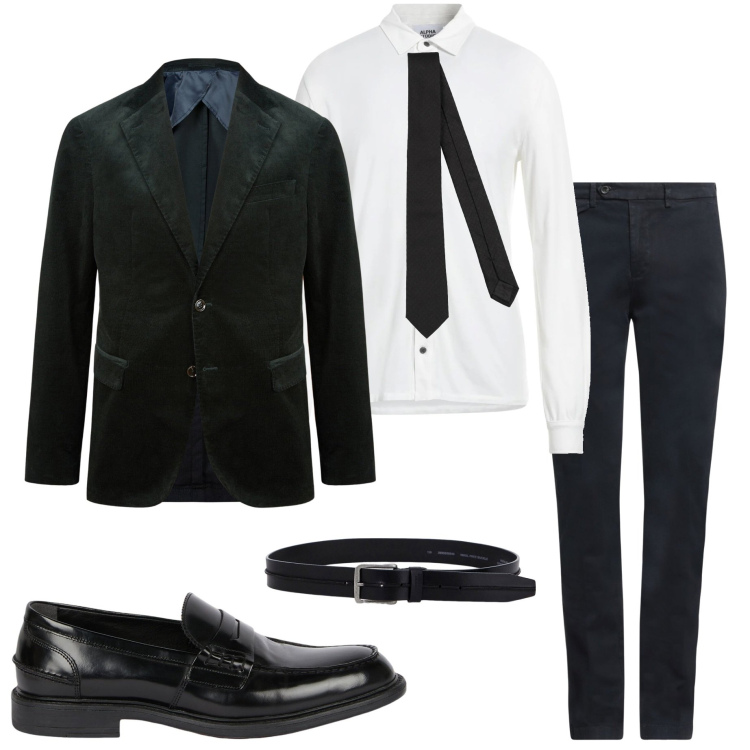 Outfit uomo - Cerimonia. Stile Business/Elegante per Cerimonia. Abbinamento con pantaloni chino, camicie, cravatte, cinture, giacche, scarpe stringate.
